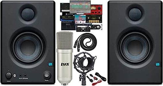 PreSonus Pair of Eris E3.5 BT 3.5" 2-Way 25W Studio Bluetooth Monitors with with Studio One Prime DAW Studio Magic and Plug-in Suite Software Pack and Professional Condenser Recording Microphone Kit