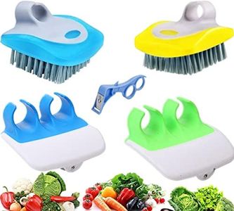 5 Pieces Fruit Vegetable Brush and Finger Peeler Set Vegetable Scrubbers Fruit Palm Peeler Kitchen Brush Set for Fruits, Potatoes, Cucumber, Kitchen Gadgets Set(Assorted Colors)