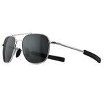SUNGAIT Men's Military Style Polarized Pilot Aviator Sunglasses - Bayonet Temples SGT285YKHU IN, Black