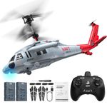 DEERC Black Hawk RC Helicopter, 2.4GHz Remote Control Helicopter with 2 Batteries, 24 Mins Flight, Indoor Helicopter Toy for Kids Adults, One-Key Take off, LED Lights, Altitude Hold,Gift for Boys 8-12