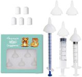 Bubble milk bowl Silicone Feeding Nipple and Syringes for Newborn Kittens, Puppies, Rabbits, Small Animals Dongdong pet (S Size (5 pcs), White)