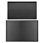 Cedilis 2 Pack Rectangular Serving Trays, Non-Slip Multi-Purpose Plastic Tray for Coffee Table, Parties, 2 Different Sizes, Black