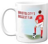 Football Mug Gift for Bristol City Fans - Footy Biggest Fan - Happy Birthday Mugs Present Gifts for Son Dad Brother Uncle Colleague Friend Cousin, 11oz Ceramic Dishwasher Safe Coffee Tea Cup