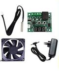 TechSupreme Combo for DIY Incubator W1209 12V DC Digital Temperature Controller Board + Temperature Sensor + 12V 2AMP Charger + 3 Inch Fan for DIY Incubator