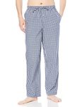 Amazon Essentials Men's Straight-Fit Woven Pajama Pant, Navy Gingham, Medium