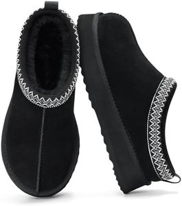 KIDMI Genuine Suede Platform Slippers for Women, Fuzzy Winter Warm Shoes