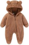 UVIPC Newborn Baby Fleece Footie Snowsuit Winter Onesie Cartoon Bear Warm Hooded Outfits for Girls Boys