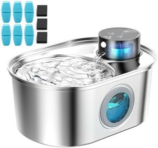 Fontaine à Eau pour Chat sans Fil en Acier Inoxydable - Fontaine à Eau pour Chat - sans Fil - Silencieuse - avec 6 filtres