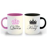 DecorVecor - King Queen Set Of 2 Couple Coffee Mug - Gift For Husband, Wife, Anniversary, Birthday | Valentine (Couple 3), 0.325 liter