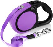 Taglory Retractable Dog Lead 5 m, Extendable Leash No-Tangle Heavy Duty Dogs Nylon Tape, Suitable for Medium and Large Dogs Up to 45 kg, Purple