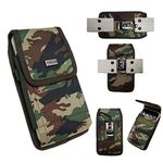 Motorola Droid Turbo [AIScell] XX Large Premium Camouflage Rugged Nylon Pouch Case Holster Metal Belt Clip Belt Loop+Carabiner Hook (Fits phone+Hybrid/Kickstand/Armor protective cover)