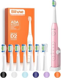 Bitvae Ultrasonic Electric Toothbrush - Rechargeable Sonic Electric Toothbrush for Adults and Kids, Power Toothbrush with Holder, 8 Brush Heads, Smart Timer, Fast Charge, Pink D2