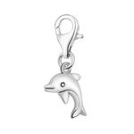 Quiges 925 Sterling Silver 3D Ocean Dolphin Lobster Clasp Charm Clip on Pendant