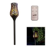 Luxform Lighting Battery Powered Outdoor Garden Charcoal Grey Metal Tulip Flame Candle Torch Stake Light with Remote Control and 24-Hour Timer