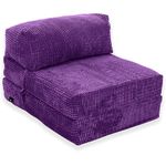 Gilda Jazz Chair Bed Fold Out Futon FOAM INNERS Mattress Corduroy (Deluxe, Purple)