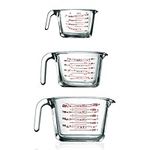 Nutrichef 2 Pieces Measuring Cups - BPA-Free Premium Heat Resistant Borosilicate Glass Measuring Cups w/Handle, Precise Measurement w/Oz & Ml Scale in 500ml & 1000ml, Microwave & Oven Safe, Clear