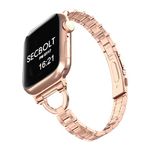 Secbolt Slim D-link Bands Compatible with Apple Watch Band 38mm 40mm 41mm 42mm Women, Lightweight & Adjustable Dressy Metal Bracelet for iWatch Series 10/9/SE/8/7/6/5/4/3/2/1, Rose Gold