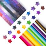 Origami Paper Strips, Paper Star Strips, Origami Star Paper Strips 1080 PCS Star Paper Lucky Star Decorative Folding Paper, Suitable for Arts and Crafts, DIY (27 Colors Mixed + Starry Sky Gradient)