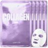 LAPCOS K Beauty Collagen Sheet Mask - Firming & Age-Defying Face Masks with Collagen Peptides - Minimizes Fine Lines & Restores Skin Elasticity - Breathable PT Cell Sheet Korean Skin Care (Pack of 5)