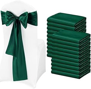 Pesonlook 50Pcs Satin Chair Sashes Ties, Forest Green Satin Chair Sashes Bows Chair Cover Back Tie Supplies for Wedding Reception Events Banquets Party, Hotel Event, Chairs Decoration