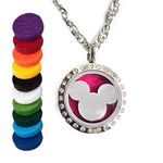 FIKA Child Mickey Mouse Aromatherapy Essential Oils Diffuser Air Freshener Necklace Pendant Locket Pads Included (Crystal)