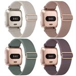 Adepoy 4 Packs Versa Elastic Strap Compatible with Fitbit Versa 2 Straps, Sport Loop Stretch Wristband Replacement Band for Fitbit Versa 2/Versa/Versa Lite Straps, Women Men