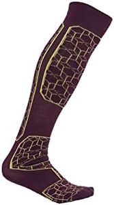 Icebreaker Calf Medium Cushion Wool Ski Socks for Men, Nightshade/Bio Lime, Large