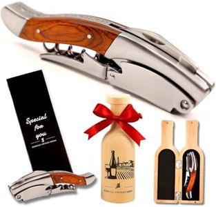 Semecca® Corkscrew Wine Opener, Waiter's Corkscrew, Double Stage, The perfect Wine Opener and Wine key, Wine Bottle Shaped Wooden Box, Gift for Wine Lovers (Rosewood)