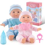 Toy Choi's Twin Baby Dolls – 30cm Pink & Blue Baby Doll Set with Rompers and Hat, Baby Doll with Bottle and Pacifier Accessories for 1 2 3 4 5 Year Old Boys and Girls