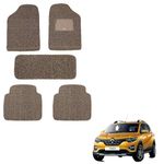 Cabix Curly Car Foot Mat | Noodle Grass Mat Complete Set | Waterproof, Dustproof Car Floor Mat | 12 MM, Beige Brown (Set of 5 Pcs) for Renault Triber