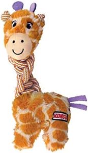 KONG - Knots Twists - Assorted Characters (Giraffe or Flamingo) - Durable Cotton Rope Chew Toy - Squeaker Toy - for Small/Medium Dogs