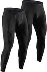 DEVOPS Men's Thermal Compression Pants, Athletic Leggings Base Layer Bottoms (2 Pack) (X-Large, Black/Black)