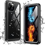 ANTSHARE for iPhone 13 Case, IP68 Waterproof Case for iPhone 13 with Built-in Screen Protector, 360 Full Body Heavy Duty Protective Shockproof Phone Case Cover Clear Back for iPhone 13 6.1” - Black