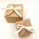 Glamifirsto Gift Boxes, Small Gift Boxes with Ribbon Foldable Personalised Party Favour Boxes, Candy Boxes,Treats Boxes for Holidays, Weddings, Christmas, Birthdays(3. * 3.* 2"),Kraft-20 piece