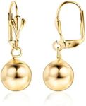 Barzel 18K Gold Plated Dangling Ball Drop Earrings, 8-12mm Sizes, Gold Plated, Tarnish Free, Made in Brazil (12 MM)