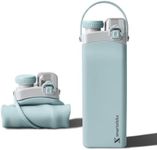 SmartstickX 20 OZ Collapsible Water Bottle with Straw - Leakproof, Portable, Soft Silicone, Lightweight, BPA Free, and Environmental Friendly (Sky Blue)