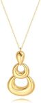 PEARLADA Long 18k Gold Pendant Necklace, Statement Layered Circle Sweater Necklace, Boho Simple Jewelry for Women Trendy