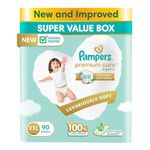 Pampers Premium Care Pants Style Baby Diapers, XX-Large (XXL) Size, 90 Count, All-in-1 Diapers with 360 Cottony Softness, 15-25kg Diapers