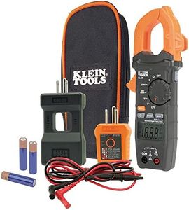 Klein Tools CL120KIT Clamp Meter Electrical Test Kit, AC Auto Ranging 400 Amp, Backlit Display, Includes GFCI Tester-Line Splitter-Pouch-Leads-3 x AAA