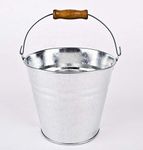 Srendi® Galvanised Ash Tidy bucket General Purpose Metal Bucket Cleaning Bucket Heavy Duty Strong with Wooden Handle Steel Ash Coal Log Fire Water Bucket MADE IN U.K. (10 Liter)