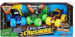 Monster Jam, 3 Pack (Grave Digger, El Toro Loco and Blue Thunder) 1:64 Scale Toy Cars (Injection Molded), Ground Shaker Pack of 3