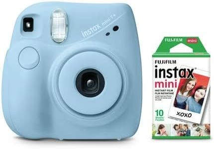 FujiFilm Instax Mini 7+ Light Blue Bundle + (10 Film Pack)