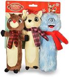 Rudolph The Red Nosed Reindeer Bobo Body Dog Toys, 3 Pack Friends Dog Chew Toys, Squeaky Dog Toys | Christmas Dog Chew Toys 3 Piece Backercard | 9 Inch Plush Dog Toys