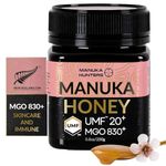 Manuka Hunters UMF 20+/MGO 830+ Certified New Zealand Manuka Honey - 8.8oz/250g Jar