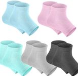 Selizo 5 Pairs Moisturizing Gel Heel Socks Open Toe Socks for Dry Hard Cracked Heels, 5 Colors