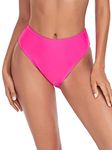 RELLECIGA Women's Neon Rose High Cut High Waisted Bikini Bottom Size Small