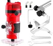 CHAHAR POWER TOOLS Wood Trimmer/Router With 6-Pieces Different Shaped 6.35MM Router Bit Set 6MM 6.35MM and 8MM Collets 3M long Cord (Subject To Availability Colour (Blue/Cyan)