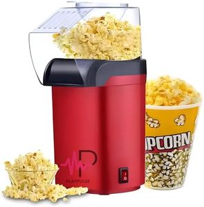 Playpulse (𝟏𝟎 𝐘𝐄𝐀𝐑 𝐖𝐀𝐑𝐑𝐀𝐍𝐓𝐘) Electric Popcorn Popper 1200W – Oil-Free Hot Air Machine for Healthy Homemade Snacks, Kids & Adults, Ideal for Movie Nights, Kitchen, Party Entertainment-Red