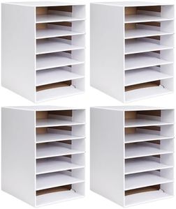 Ireer 4 Pieces Cardboard Paper Organizer, Classroom Mailboxes, Construction Paper Storage, Compartment Literature Sorters, Classroom Organizers for Student Office School (White,6 Slots)