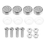 X AUTOHAUX 1 Set Bling Car License Plate Fasteners Screws Caps White Plastic